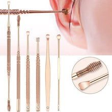 Load image into Gallery viewer, 6pcs set Stainless Steel Ear Pick Ear Wax Remover Cleaner Tool Rose Gold