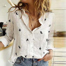 Load image into Gallery viewer, Women Floral Print Sexy Turn-down Collar Button Blouse