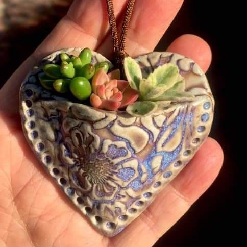 Planting Succulent Heart Pocket Planter