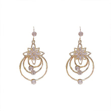 Load image into Gallery viewer, Crystal Lotus Three Hoop Earrings