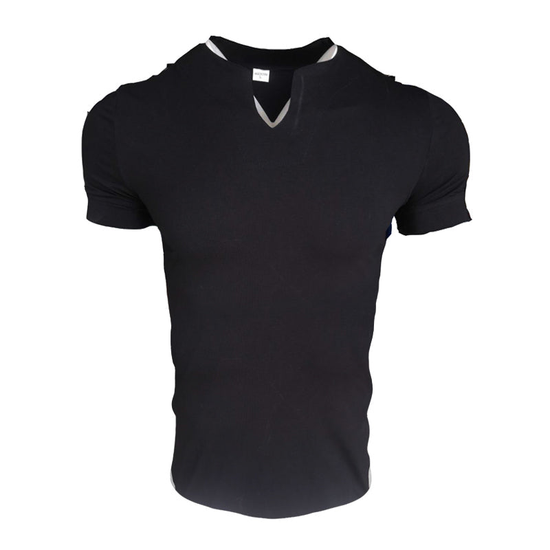 Short-sleeved V-neck athletic t-shirt