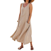 Load image into Gallery viewer, Women&#39;s Sleeveless Cotton And Linen Dress