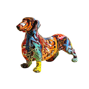 Nordic Painted Dachshund Statue