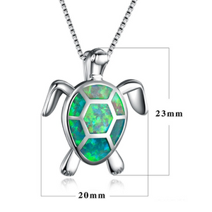 Blue Opal Sea Turtle Necklace