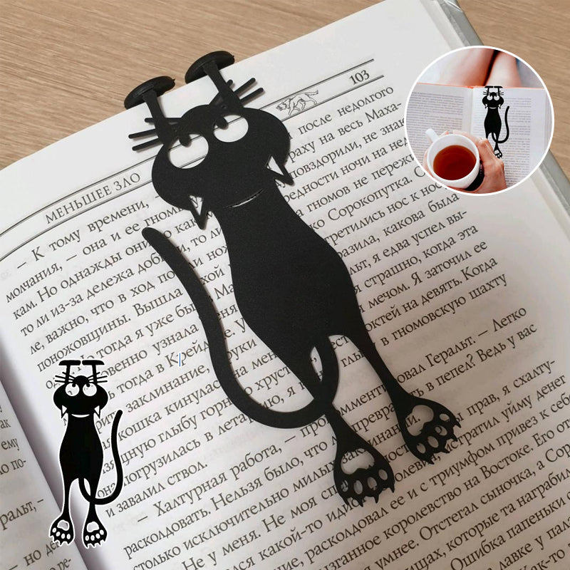 Cutout Black Kitten Bookmark