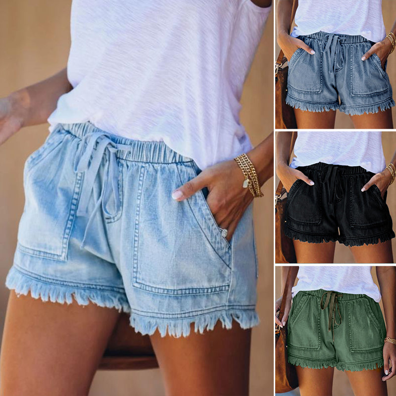 Women's Casual Denim Shorts With Pockets Cotton Jeans Shorts