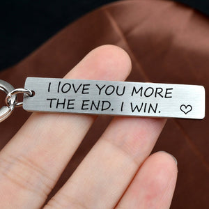 I Love You More Keychain with Custom Letter Pendant